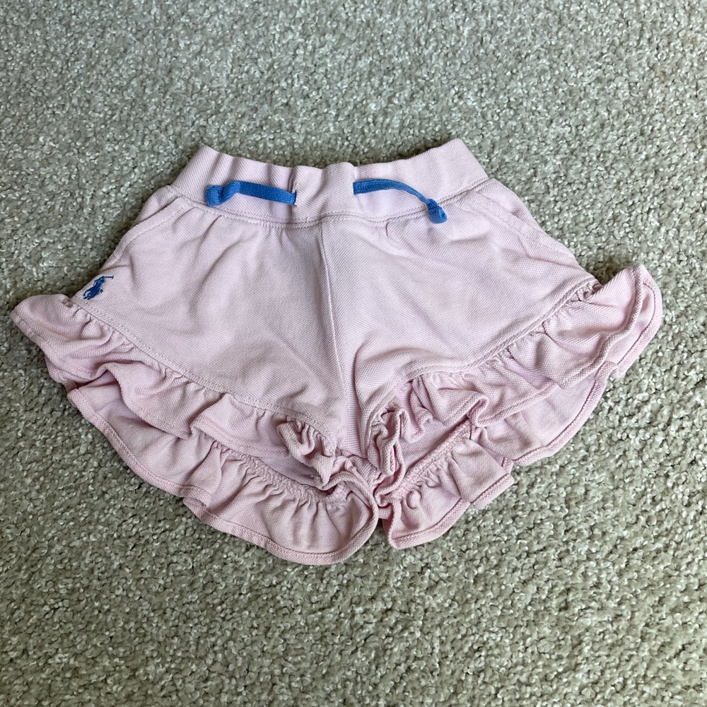 Ruffled cotton mesh short